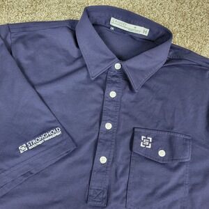 Criquet Mens Medium Solid Navy Performance Stretch Golf Polo Short Sleeve